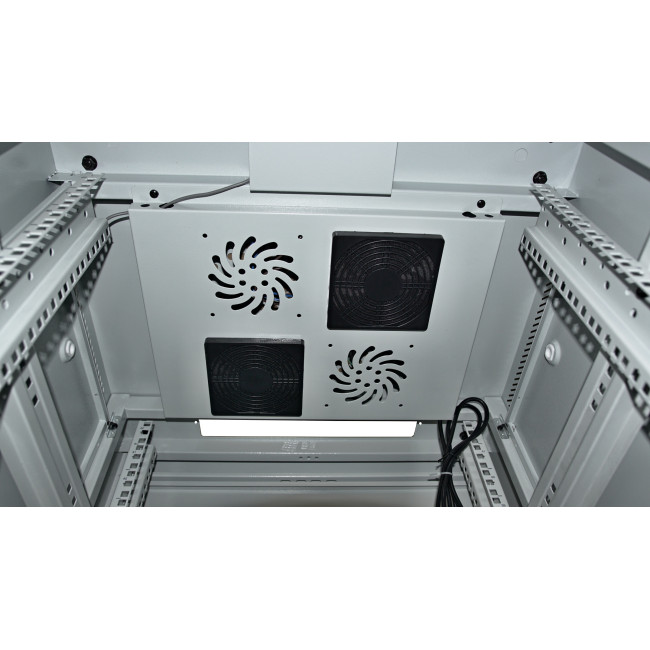 LEXI-Net Rozvaděč stojanový vč. 2x vent+term.+kol. 18U 600x600