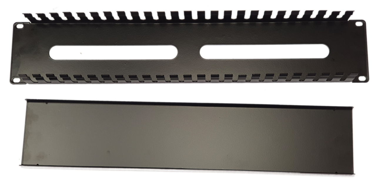 Vyvazovací panel 19" 2U, jednostranná kovová lišta